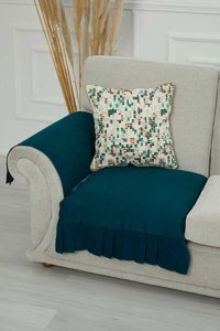 Aisha's Design KTK-3 Polyester Örgü Pileli Süngersiz Düz Mavi Tekli Koltuk Örtüsü 34x48 cm