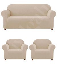 Iydgah Polyester Likralı Süngersiz Düz Giydirmeli Bordo Üçlü Koltuk Örtüsü 110x120 cm