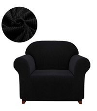 Elgeyar Polyester Likralı Jakarlı Süngersiz Armürlü Giydirmeli Siyah Tekli Koltuk Örtüsü 75x115 cm