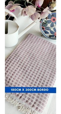 A.Z.H. Windores Pamuklu - Polyester Süngersiz Armürlü Bordo Tekli Koltuk Örtüsü 170x230 cm