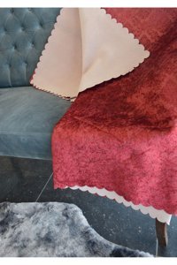 Ceyz Home Kadife Polar Jakarlı Süngerli Kırmızı Üçlü Koltuk Örtüsü 170x210 cm