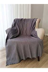 As Homes Şönil Süngersiz Mermer Desenli Antrasit Tekli Koltuk Örtüsü 175x215 cm