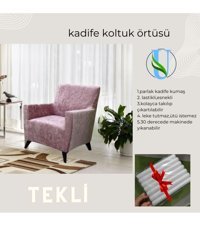 Uy Style Tekstil Kadife Süngerli Armürlü Giydirmeli Pembe Tekli Koltuk Örtüsü 75x115 cm