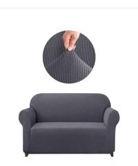 Akbu Polyester Likralı Süngersiz Petek Desenli Giydirmeli Lastikli Gri İkili Koltuk Örtüsü 140x180 cm