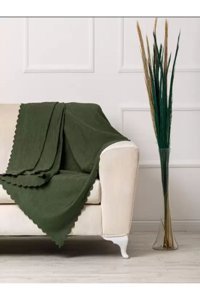 Önfem Home Collection Şönil Tay Tüyü Jakarlı Süngersiz Çizgili Yeşil Tekli Koltuk Örtüsü 175x215 cm