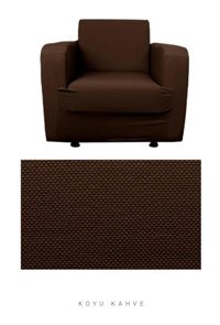 Haktanaselnaz Tekstil Pamuklu - Polyester Süngersiz Petek Desenli Giydirmeli Kahverengi Tekli Koltuk Örtüsü 80x130 cm