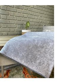 Favoriteks Kadife Polar Saçaklı Süngerli Düz Gri Tekli Koltuk Örtüsü 170x210 cm