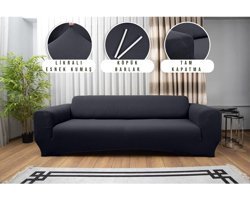 Haton Home Pamuklu Likralı Süngersiz Düz Giydirmeli Gri Üçlü Koltuk Örtüsü 180x230 cm