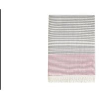 Lova Yatak Ester Pamuklu Saçaklı Süngersiz Çizgili Pembe Tekli Koltuk Örtüsü 130x170 cm