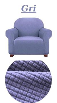 E Bahar Polyester Likralı Jakarlı Süngersiz Armürlü Giydirmeli Gri Tekli Koltuk Örtüsü 180x230 cm