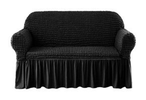 Elgeyar Polyester Bürümcük Jakarlı Süngersiz Armürlü Giydirmeli Siyah İkili Koltuk Örtüsü 140x180 cm