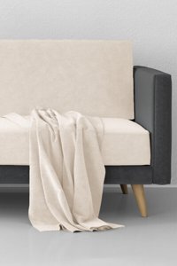 Kensey Polyester Süngersiz Çizgili Bej Tekli Koltuk Örtüsü 180x215 cm