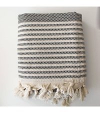 Uğur Home Pamuklu Polar Saçaklı Süngersiz Geometrik Desenli Gri Tekli Koltuk Örtüsü 180x230 cm