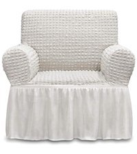 Elgeyar Pamuklu - Polyester Bürümcük Jakarlı Süngersiz Armürlü Giydirmeli Beyaz Tekli Koltuk Örtüsü 70x80 cm