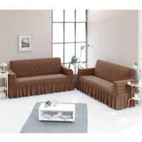 Elgeyar Pamuklu - Polyester Likralı Jakarlı Süngersiz Giydirmeli Kahverengi Altılı Koltuk Örtüsü 180x215 cm
