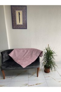 Nur Home Tekstil Polyester Süngerli Çizgili Pembe Tekli Koltuk Örtüsü 170x210 cm