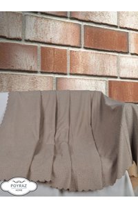 Poyraz Garanti Şönil Nubuk Jakarlı Süngersiz Geometrik Desenli Kahverengi Tekli Koltuk Örtüsü 175x215 cm