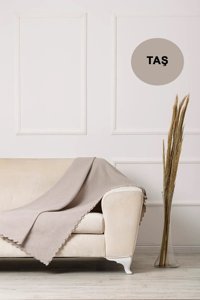 Enoteks Şönil Kanvas Jakarlı Süngersiz Armürlü Gri Üçlü Koltuk Örtüsü 175x215 cm