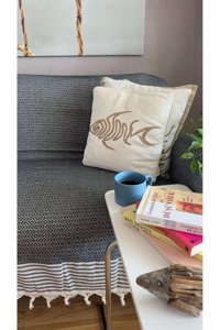 Lapipa Pamuklu Saçaklı Süngersiz Armürlü Siyah Tekli Koltuk Örtüsü 180x315 cm