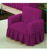 Uy Style Tekstil Polyester Bürümcük-Likralı Drapeli Süngerli Düz Giydirmeli Mor Tekli Koltuk Örtüsü 70x115 cm
