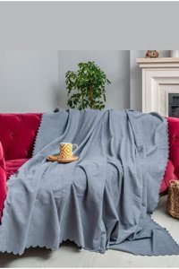 Latuda Concept Şönil Süngersiz Armürlü Gri Tekli Koltuk Örtüsü 175x215 cm