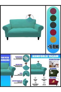 Kılıfsan Polyester Süngersiz Petek Desenli Su Geçirmez Yeşil Tekli Koltuk Örtüsü 140 cm