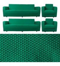 Bibaha Polyester Likralı Süngersiz Petek Desenli Giydirmeli Lastikli Yeşil Dörtlü Koltuk Örtüsü 180x230 cm