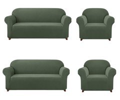 Elgeyar Polyester Likralı Jakarlı Süngersiz Armürlü Giydirmeli Yeşil Sekizli Koltuk Örtüsü 180x230 cm
