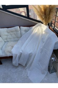 Zeyhan Tekstil Kadife Polar Süngerli Düz Su Geçirmez Beyaz Tekli Koltuk Örtüsü 170x210 cm