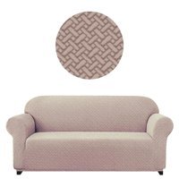 Elgeyar Polyester Likralı Jakarlı Süngersiz Armürlü Giydirmeli Kahverengi Üçlü Koltuk Örtüsü 180x230 cm