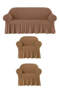 Furkanticaret Polyester Bürümcük Süngersiz Kapitone Giydirmeli Beyaz 3-3 -1 Koltuk Örtüsü 180x230 cm