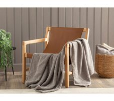 English Home Mela Polyester Kanvas Saçaklı Süngersiz Armürlü Gri Tekli Koltuk Örtüsü 120x180 cm