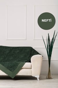 Velerde Home Vessel Pamuklu - Polyester Polar Süngersiz Mermer Desenli Yeşil Tekli Koltuk Örtüsü 180x215 cm