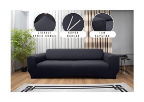 Tuchmall Polyester Likralı Süngerli Petek Desenli Giydirmeli Gri Tekli Koltuk Örtüsü 180x230 cm