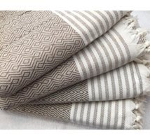 Coperta Pamuklu Kanvas Püsküllü Süngersiz Armürlü Kahverengi Tekli Koltuk Örtüsü 160x300 cm