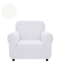Elgeyar Polyester Likralı Jakarlı Süngersiz Armürlü Giydirmeli Beyaz Tekli Koltuk Örtüsü 75x115 cm