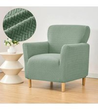 Güzel Aral GAHD-1 Pamuklu - Polyester Süngersiz Zikzaklı Giydirmeli Lastikli Yeşil Tekli Koltuk Örtüsü 60x80 cm