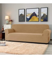 Tuchmall Pamuklu - Polyester Bürümcük-Likralı Süngerli Geometrik Desenli Giydirmeli Kahverengi Tekli Koltuk Örtüsü 180x230 cm