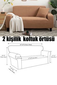 Uzhanem Pamuklu - Polyester Likralı Süngerli Petek Desenli Giydirmeli Kahverengi Tekli Koltuk Örtüsü 160x180 cm