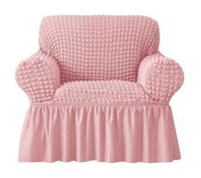 Uy Style Tekstil Polyester Bürümcük-Likralı Drapeli Süngerli Düz Giydirmeli Pembe Tekli Koltuk Örtüsü 70x115 cm