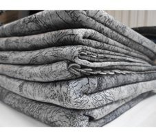 Selçuklu Tekstil Polyester Polar Pofuduk Süngerli Çizgili Gri Üçlü Koltuk Örtüsü 175x210 cm