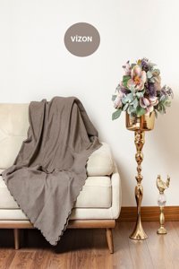 Velerde Home Pamuklu - Polyester Polar Süngersiz Düz Kahverengi Tekli Koltuk Örtüsü 180x215 cm
