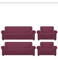 Akbu Polyester Likralı Süngersiz Giydirmeli Lastikli Bordo Dörtlü Koltuk Örtüsü 180x230 cm
