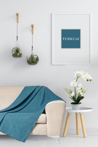 Soft Kare Porto Pamuklu - Polyester Polar Süngersiz Düz Su Geçirmez Turkuaz Tekli Koltuk Örtüsü 175x215 cm