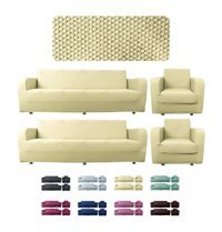Etles Home Pamuklu - Polyester Likralı Jakarlı Süngersiz Armürlü Giydirmeli Bej Sekizli Koltuk Örtüsü 80x125 cm