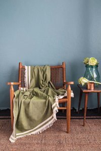 İssimo Home Athens Polyester Saçaklı Süngersiz Düz Yeşil Tekli Koltuk Örtüsü 170x230 cm