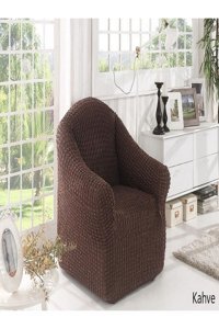 Elgeyar Polyester Bürümcük Jakarlı Süngersiz Armürlü Giydirmeli Kahverengi Tekli Koltuk Örtüsü 90x140 cm