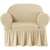 Elgeyar Pamuklu - Polyester Bürümcük Jakarlı Süngersiz Armürlü Giydirmeli Bej Tekli Koltuk Örtüsü 70x80 cm
