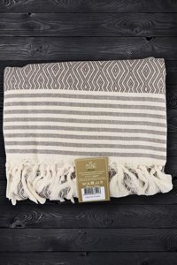 Ödel Buldan Pamuklu Örgü Jakarlı Süngersiz Çizgili Kahverengi Tekli Koltuk Örtüsü 180x230 cm