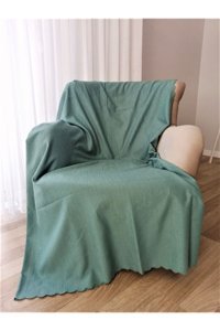As Homes Şönil Süngersiz Düz Yeşil Tekli Koltuk Örtüsü 175x215 cm